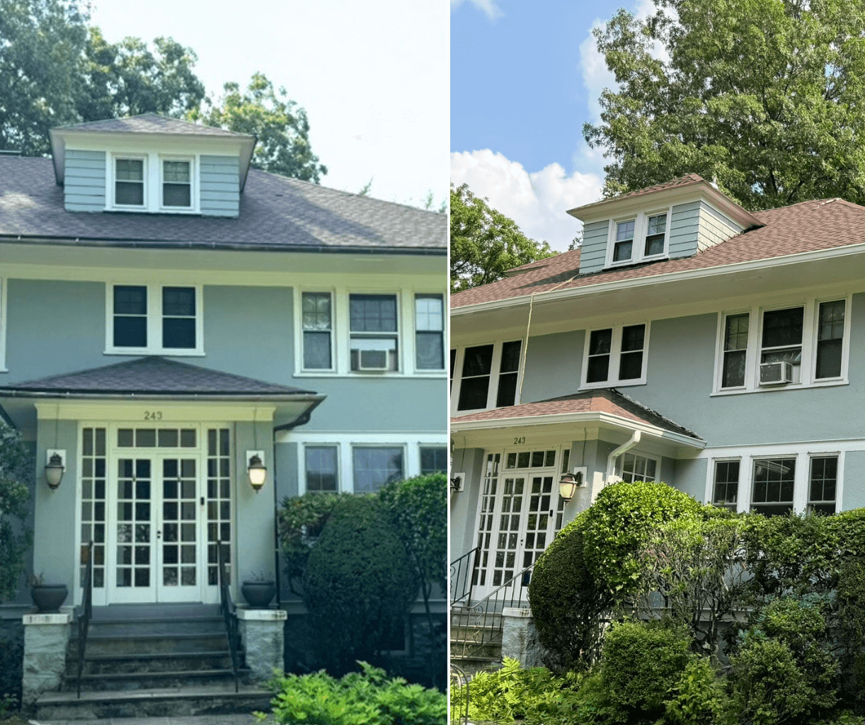 Before and after gutter install